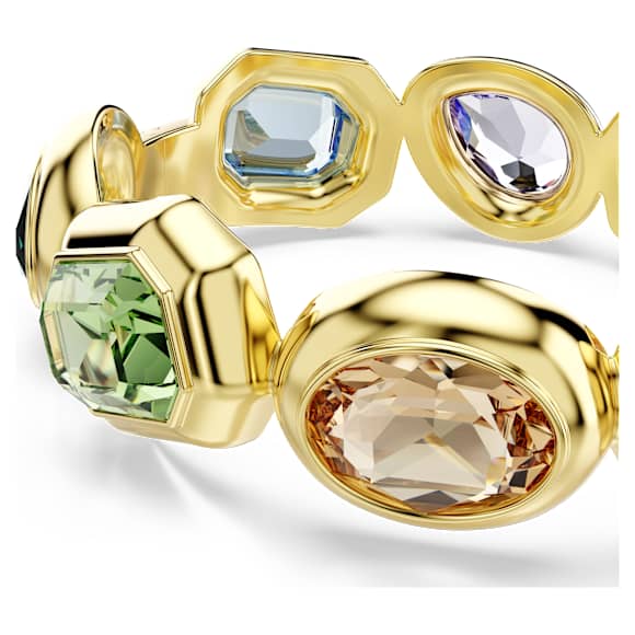 Gema cuff, Oversized crystals, Mixed cuts, Multicolored, 18K gold finish - Swarovski, 5737441