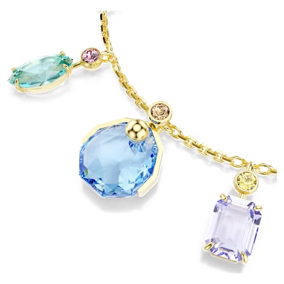 Pulseira Gema, Combinação de lapidações, Cristais suspensos, Multicor, Lacado a dourado - Swarovski, 5737442