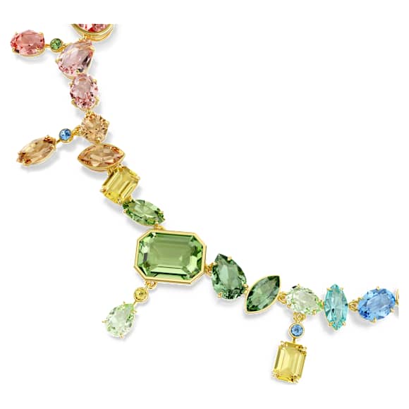 Gema necklace, Mixed cuts, Dangling crystals, Multicoloured, 18K gold finish - Swarovski, 5737443