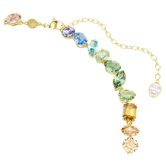 Gema necklace, Mixed cuts, Dangling crystals, Multicoloured, 18K gold finish - Swarovski, 5737443