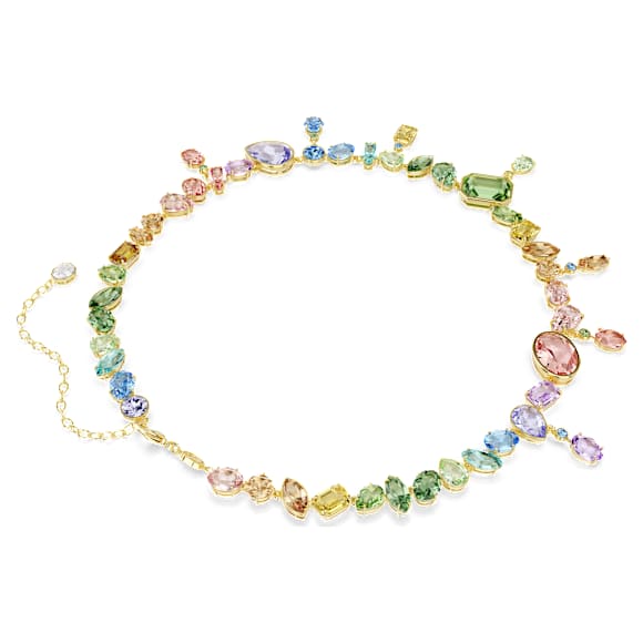 Gema 네크리스, 믹스 컷, 댄싱 크리스털, 멀티컬러, 18K 골드 피니시 - Swarovski, 5737443