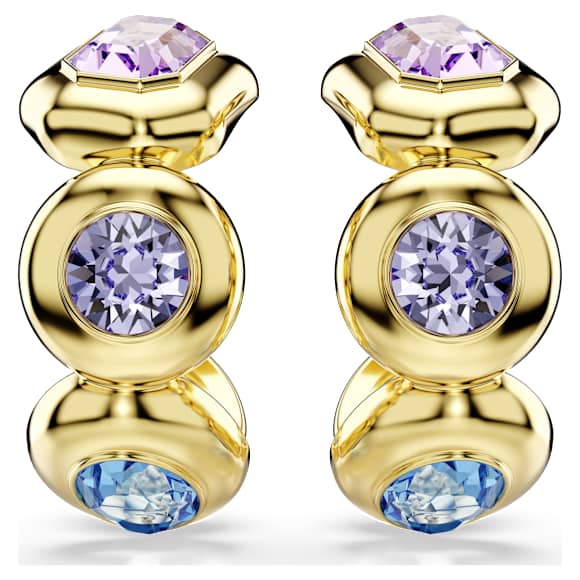 Gema 大圈耳环, 混合切割, 流光溢彩, 镀金色调 - Swarovski, 5737444