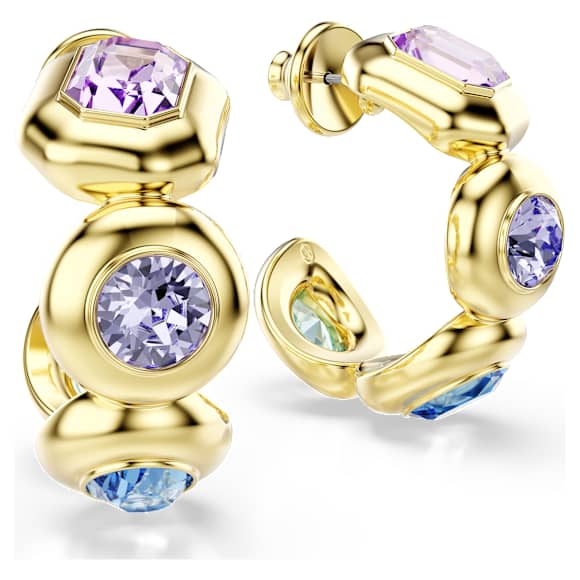 Pendientes de aro Gema, Tallas mixtas, Multicolores, Acabado en oro de 18 quilates - Swarovski, 5737444