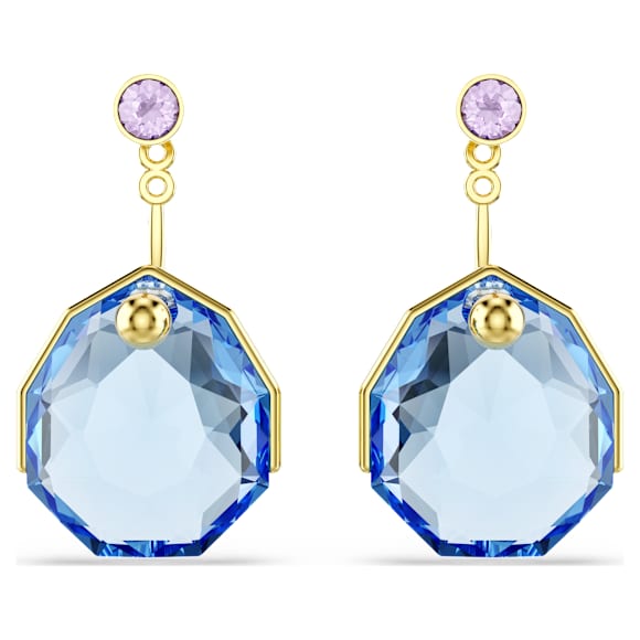 Gema 이어링 재킷, 블루, 18K 골드 피니시 - Swarovski, 5737449