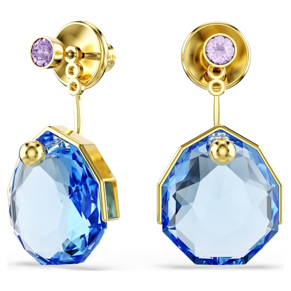 Gema earring jackets, Blue, Gold-tone plated - Swarovski, 5737449