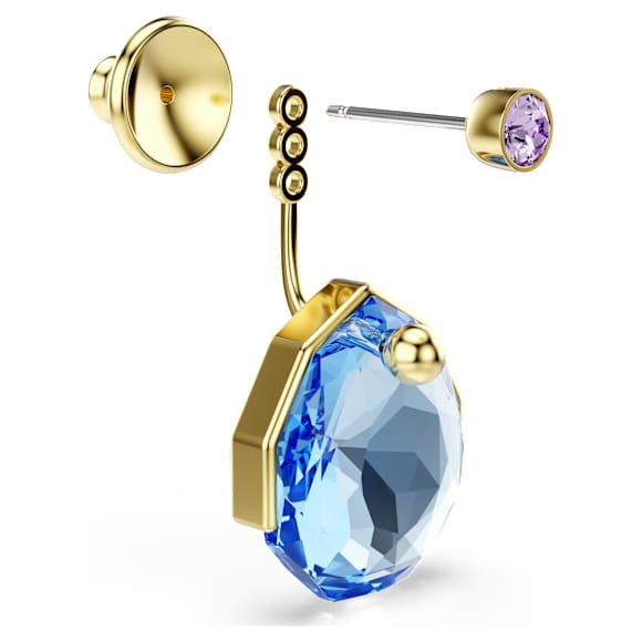 Boucles d’oreilles transformables Gema, Bleues, Doré à l’or 18 carats (750/1000) - Swarovski, 5737449