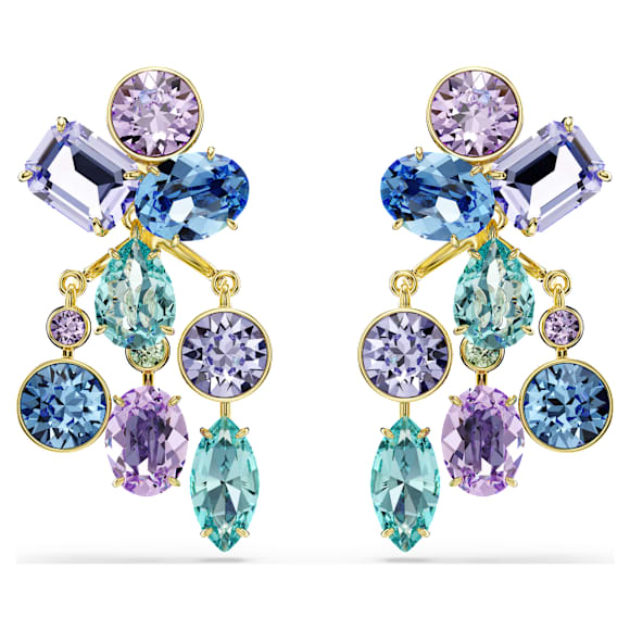 Gema earring jackets, Mixed cuts, Multicolored, 18K gold finish - Swarovski, 5737450