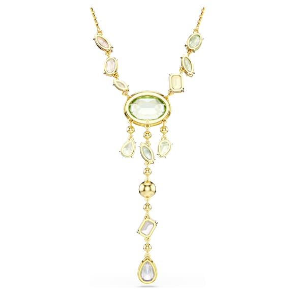 Gema Y necklace, Mixed cuts, Multicolored, Gold-tone plated - Swarovski, 5737451