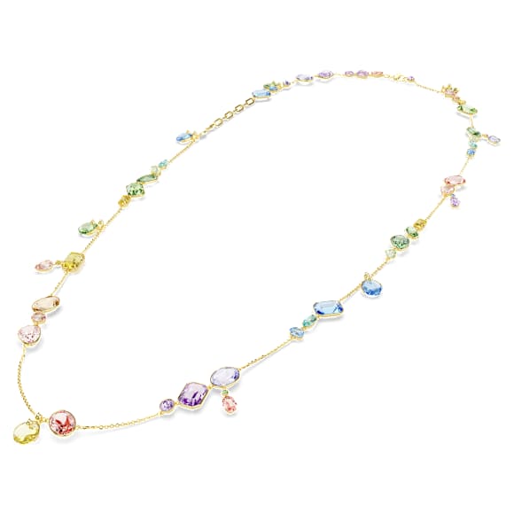 Šňůrkový náhrdelník Gema, Různé výbrusy, Vícebarevný, Pokoveno ve zlatém odstínu - Swarovski, 5737457