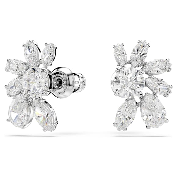 Cercei stud Mesmera, Tăieturi mixte, Floare, Albi, Placat cu rodiu - Swarovski, 5737462