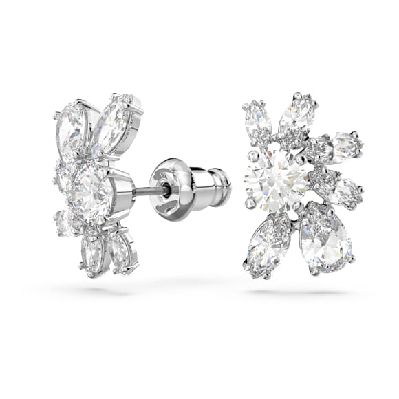 Uhančki Mesmera, Mešani rezi, Roža, Beli, Prevleka iz rodija - Swarovski, 5737462