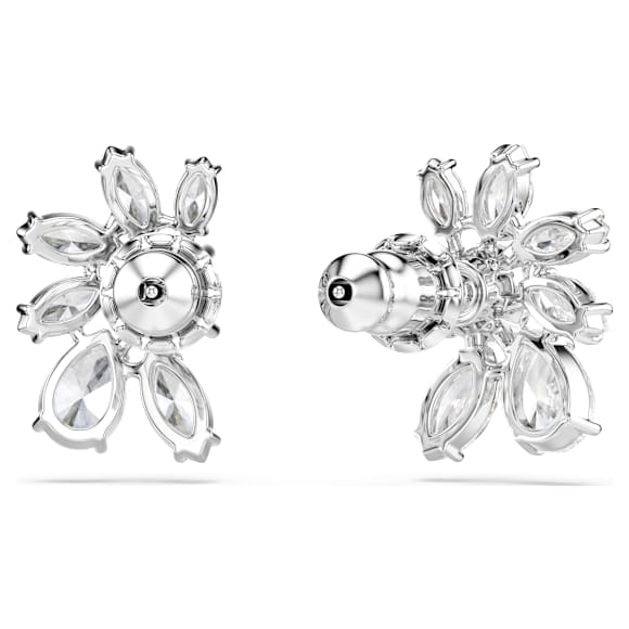 Cercei stud Mesmera, Tăieturi mixte, Floare, Albi, Placat cu rodiu - Swarovski, 5737462