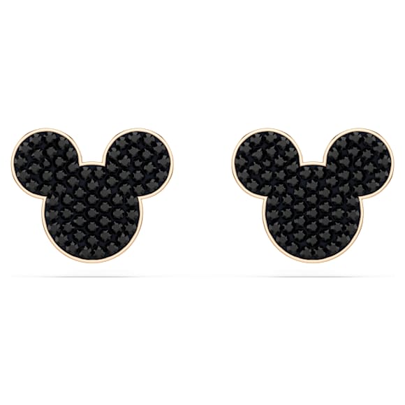 Mickey & Minnie Ohrstecker, Schwarz, Roségold-Legierungsschicht - Swarovski, 5737560