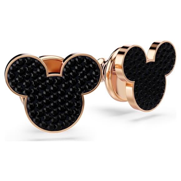 Mickey & Minnie Oorknopjes, Zwart, Roségoudkleurige toplaag - Swarovski, 5737560