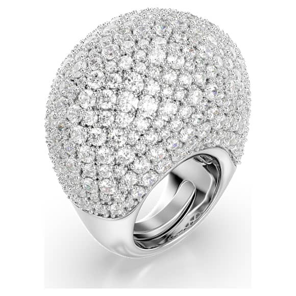 Sublima cocktail ring, Large, White, Rhodium plated - Swarovski, 5737617