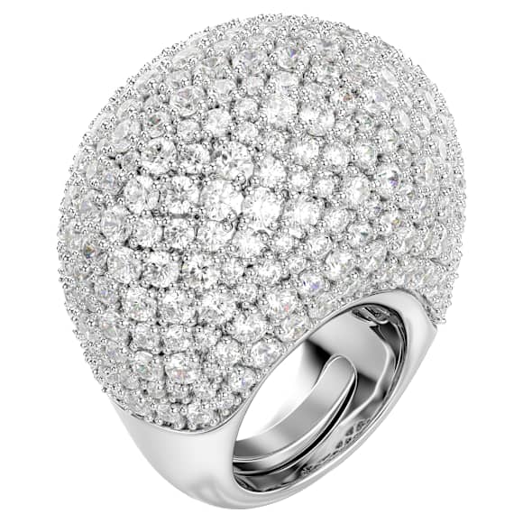 Sublima cocktailring, L, Wit, Rodium toplaag - Swarovski, 5737617