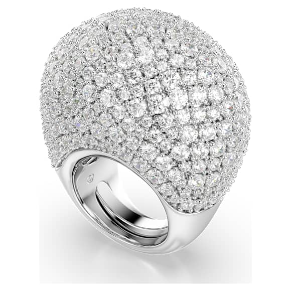 Sublima cocktail ring, Large, White, Rhodium plated - Swarovski, 5737617