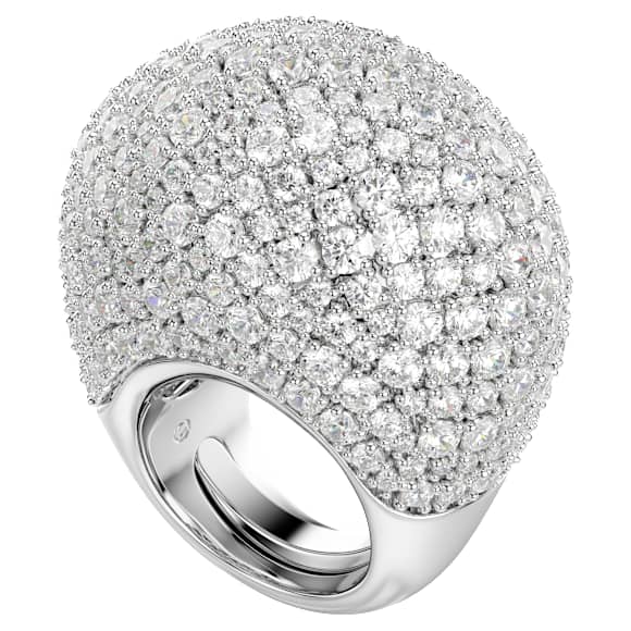 Sublima cocktailring, L, Wit, Rodium toplaag - Swarovski, 5737617
