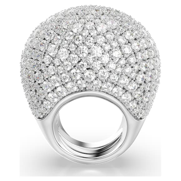 Sublima cocktail ring, Large, White, Rhodium plated - Swarovski, 5737617