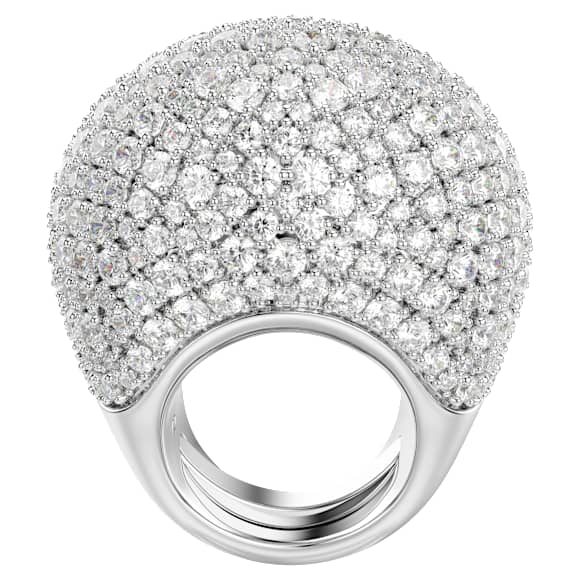 Sublima cocktailring, L, Wit, Rodium toplaag - Swarovski, 5737617