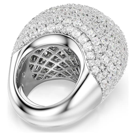Sublima cocktail ring, Large, White, Rhodium plated - Swarovski, 5737617