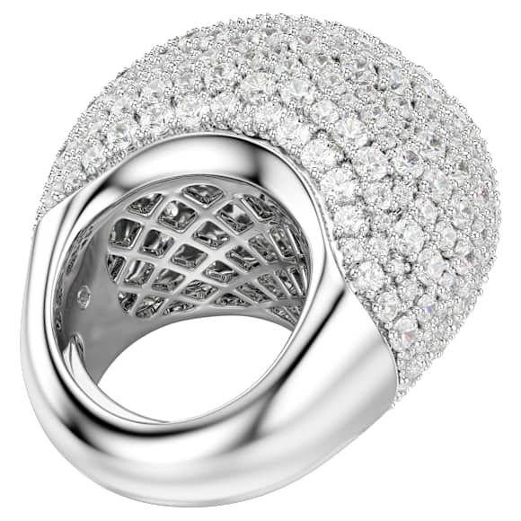 Sublima cocktailring, L, Wit, Rodium toplaag - Swarovski, 5737617