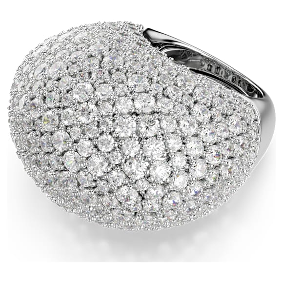 Sublima cocktail ring, Large, White, Rhodium plated - Swarovski, 5737618