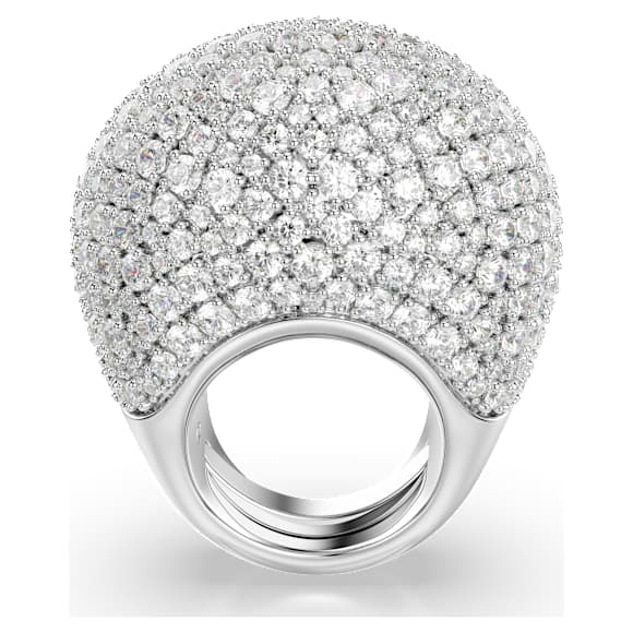 Sublima cocktail ring, Large, White, Rhodium plated - Swarovski, 5737618