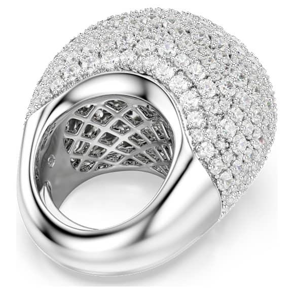 Sublima cocktail ring, Large, White, Rhodium plated - Swarovski, 5737618