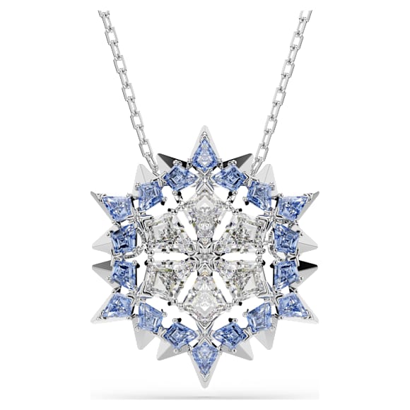 Magic pendant and brooch, Snowflake, Blue, Rhodium plated - Swarovski, 5737619