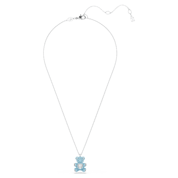 Teddy ペンダント, クマ, ブルー, ロジウム・プレーティング | Swarovski