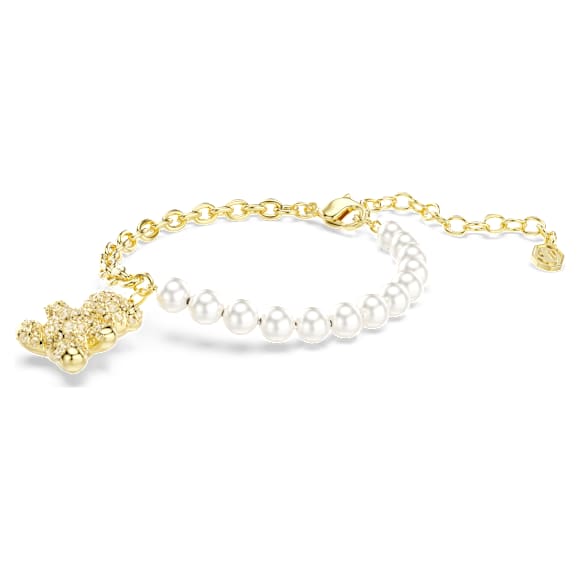 Idyllia Armband, Kristallpärla, Rund slipning, Nalle, Guldfärgad, Guldfärgad plätering - Swarovski, 5737622