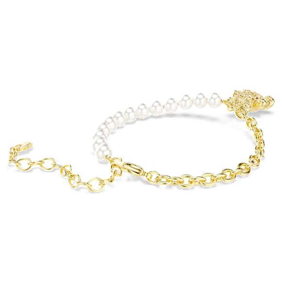 Idyllia bracelet, Crystal pearl, Round cut, Teddy, Gold tone, Gold-tone plated - Swarovski, 5737622
