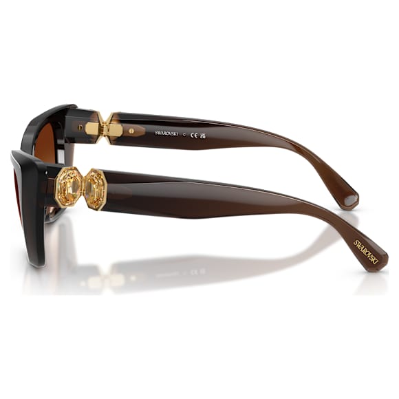 Sunglasses, Cat-eye shape, SK6047, Dark brown - Swarovski, 5737923