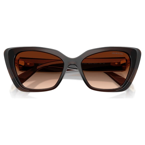 Sunglasses, Cat-eye shape, SK6047, Dark brown - Swarovski, 5737923