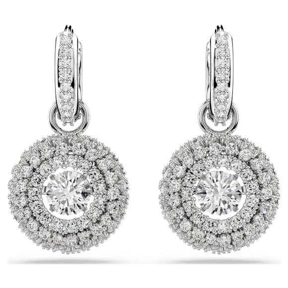 Sublima ドロップピアス, ラウンドカット, ホワイト, ロジウム・プレーティング - Swarovski, 5738193