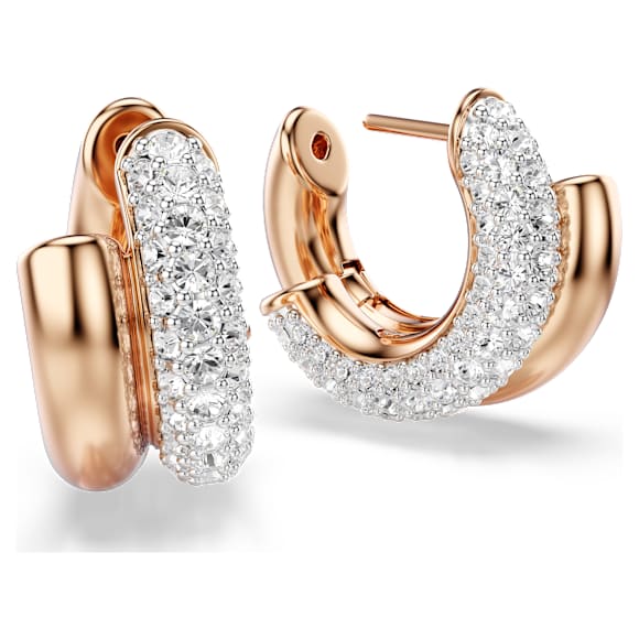 Pendientes de aro Dextera, Talla redonda, Mini, Blancos, Acabado en oro rosa de 18 quilates - Swarovski, 5738198