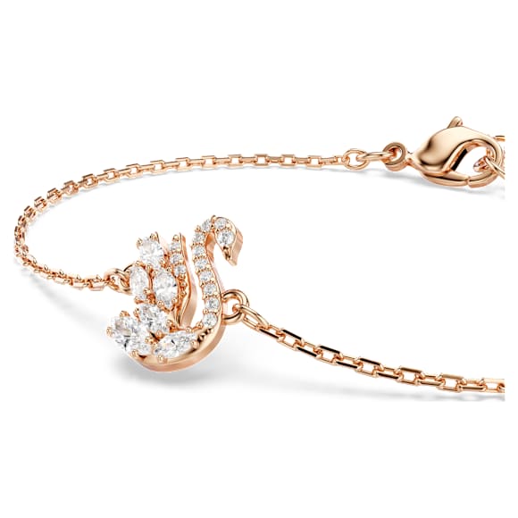Bransoletka Swan, Szlify różnorodne, Łabędź, Biała, Wykończenie z 18-karatowego różowego złota - Swarovski, 5738202