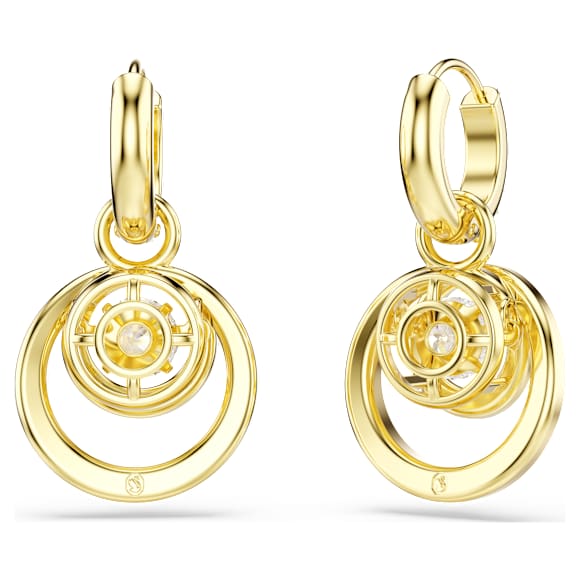 Hyperbola ドロップピアス, ラウンドカット, ホワイト, 18Kゴールドコーティング - Swarovski, 5738249