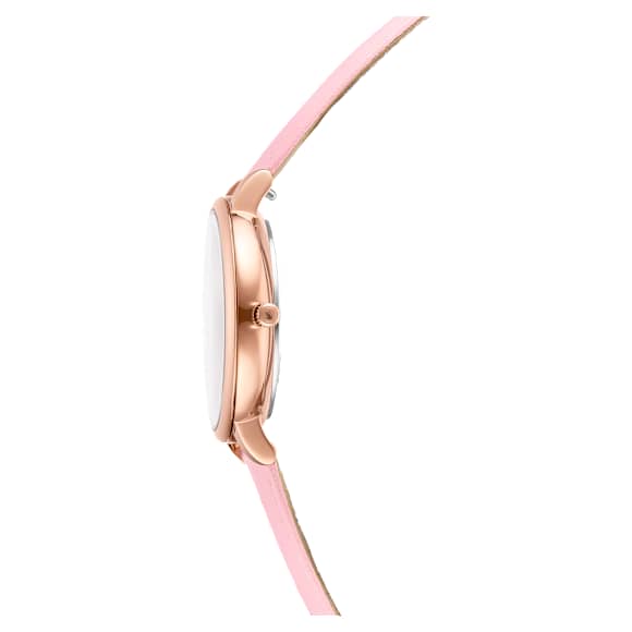 Teddy Uhr, Schweizer Produktion, Lederarmband, Rosa, Roségoldfarbenes Finish - Swarovski, 5739838