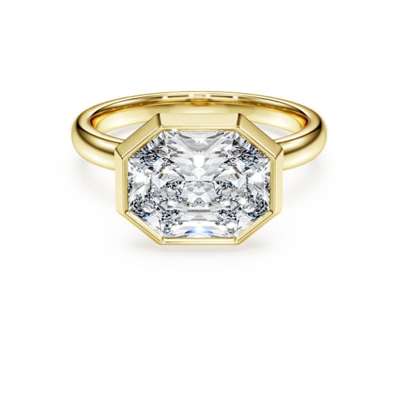 Octagon 베젤 링, 랩 그로운 다이아몬드 3.0ct tw, 옥타곤 쉐입, 18K 옐로우 골드 - Swarovski, 5739865