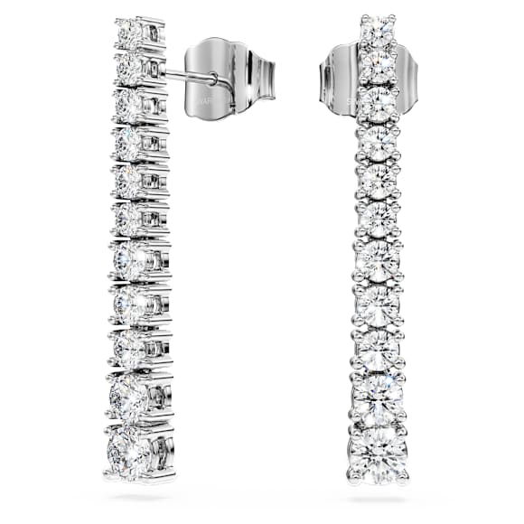 Eternity drop earrings, Lab-grown diamonds 1.3 ct tw, Round shape, 14K white gold - Swarovski, 5740166