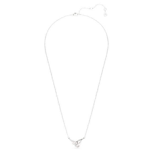 Swarovski Classica Kolye, Yuvarlak kesim, İç içe geçmiş, Beyaz, Som gümüş - Swarovski, 5740343