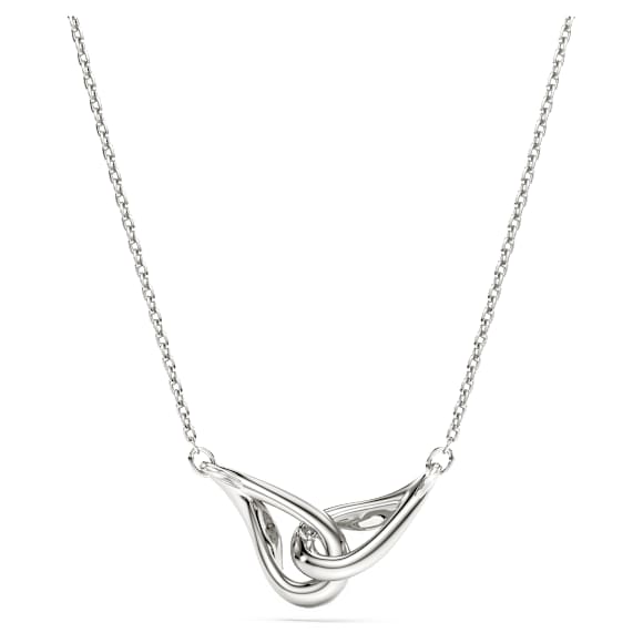 Swarovski Classica Kolye, Yuvarlak kesim, İç içe geçmiş, Beyaz, Som gümüş - Swarovski, 5740343