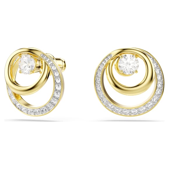 Hyperbola 耳釘, 圓形切割, 白色, 18K 金飾面 - Swarovski, 5740407
