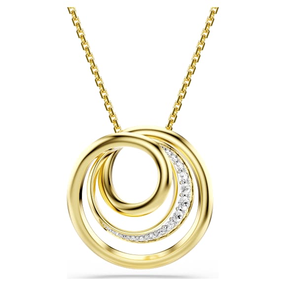 Hyperbola necklace, Round cut, White, Gold-tone plated - Swarovski, 5740410