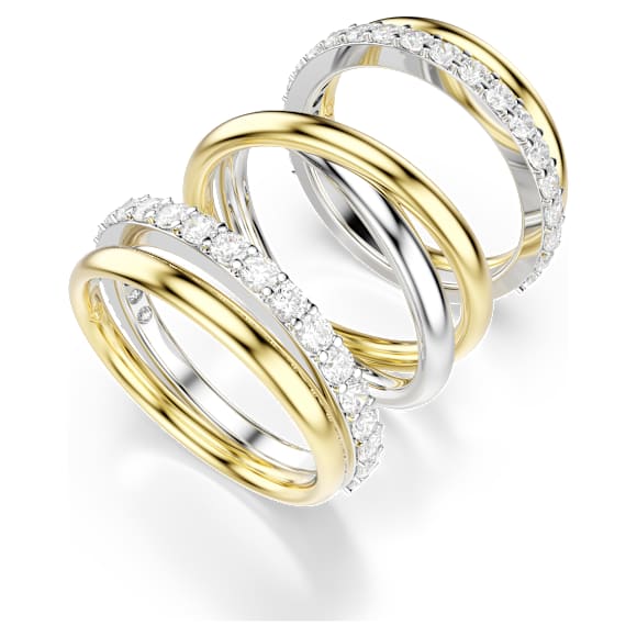 Hyperbola Kokteyl Yüzüğü, Yuvarlak kesim, Beyaz, Karışık metal yüzey - Swarovski, 5740412