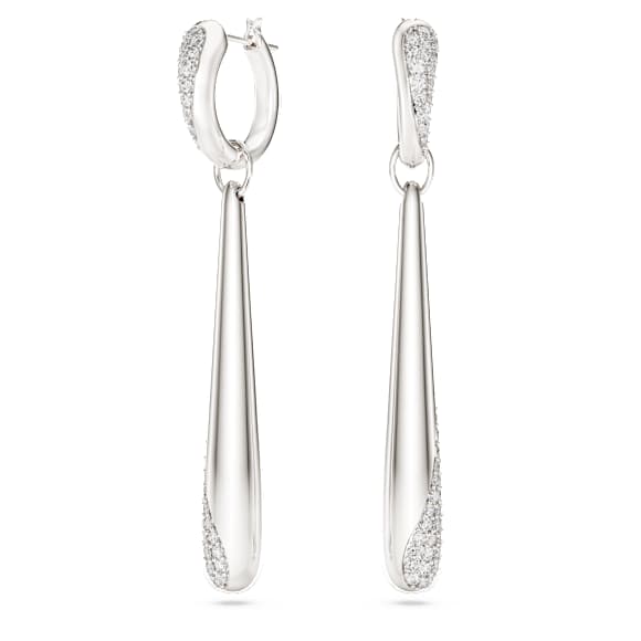 Pendants d’oreilles avec anneaux Swarovski Classica, Taille ronde, Blancs, Argent 925 - Swarovski, 5740455