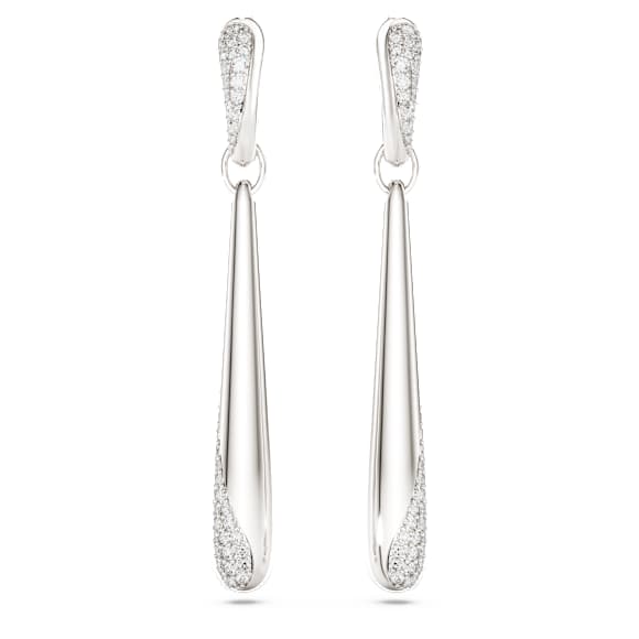 Pendants d’oreilles avec anneaux Swarovski Classica, Taille ronde, Blancs, Argent 925 - Swarovski, 5740455