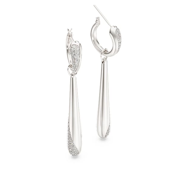 Viseči in obročasti uhani Swarovski Classica, Okrogli rez, Bela, Sterling srebro - Swarovski, 5740455